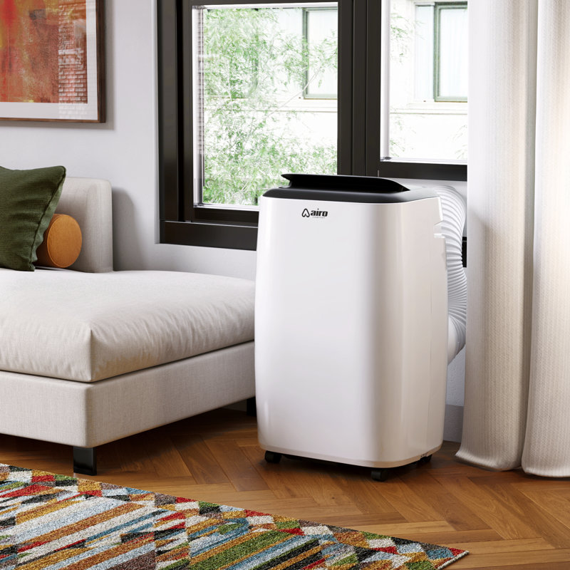 AIRO COMFORT 10,000 BTU Portable Air Conditioner Cools 450 Sq. Ft. With Dehumidifier And LCD Remote In White