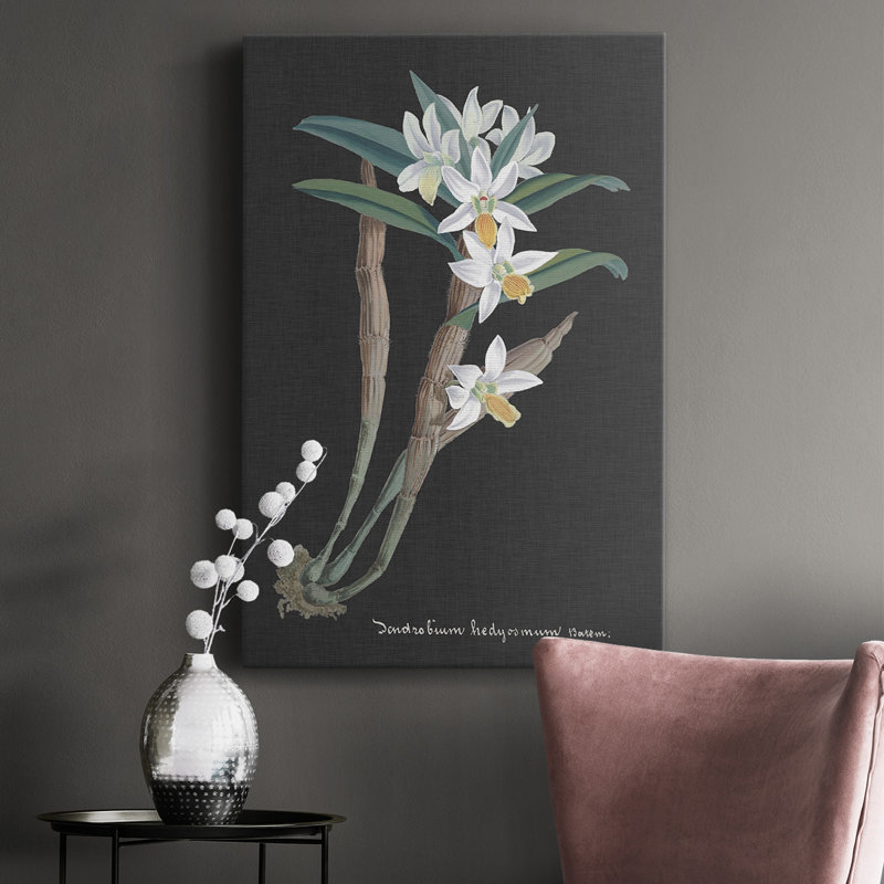 Orchidée sur ardoise I - impression sur toile tendue, H 36 po x l 24 po x P 1,5 po
