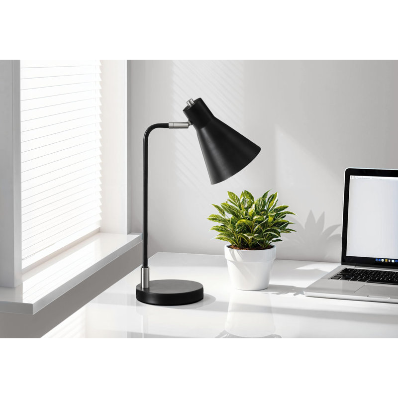 Lighting, 17 po, lampe de table, métal noir, métal argenté, contemporain, 120, À bascule