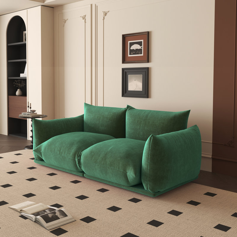 Causeuse modulaire en tissu 2 places Minarik, Chenille verte