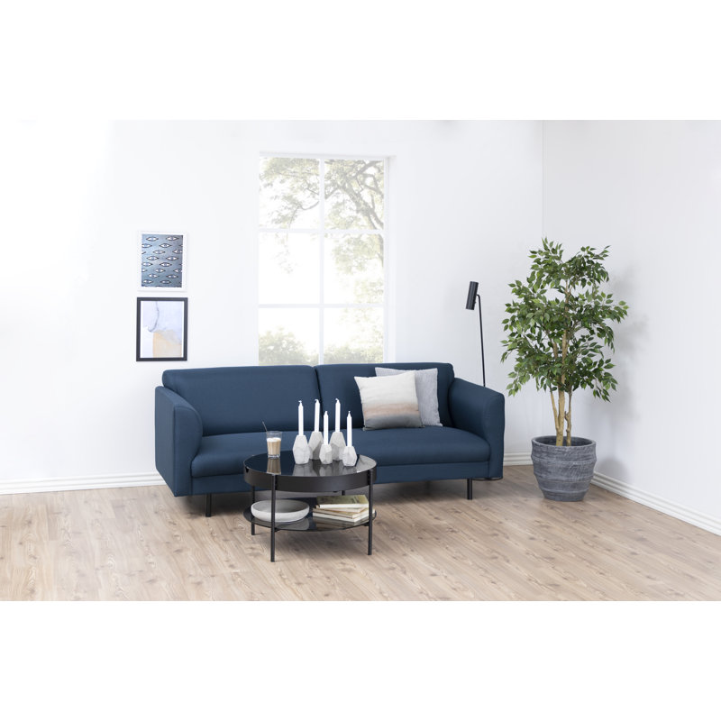 Greely Four Leg Coffee Table with Storage, 45 cm H x 75 cm L x 75 cm W, Black