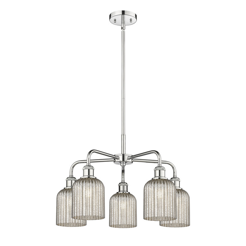 Ballston - Trig - 5 Light 23" Stem Hung Chandelier, Polished Chrome, Mercury