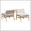Chaise longue en acacia et coussin beige