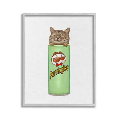 Kitten in Chips Tin Framed Giclee Art by Ziwei Li