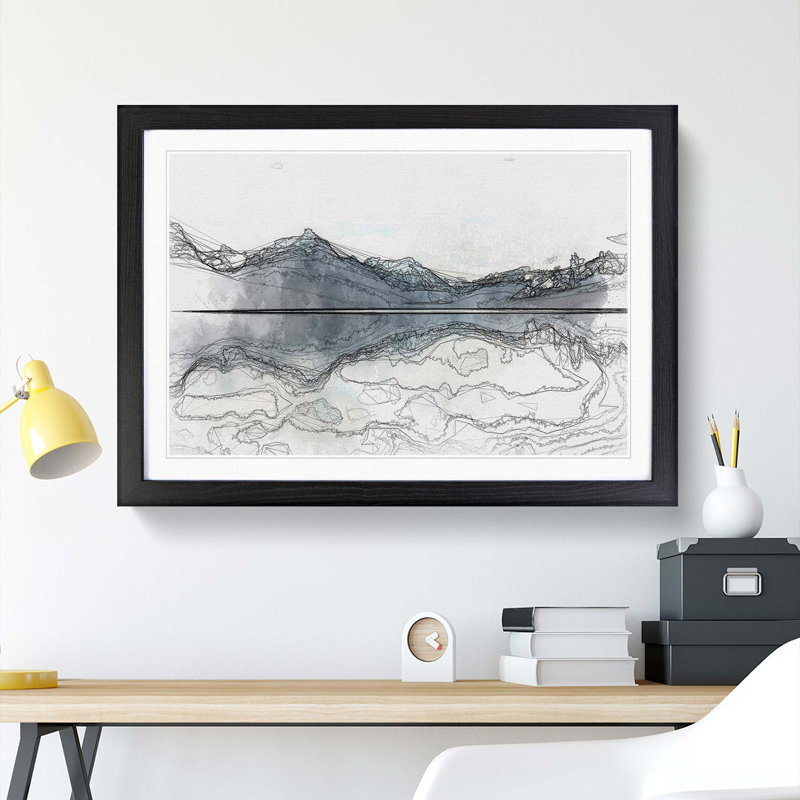 Lake McDonald Montana in Abstract - Picture Frame Graphic Art Print, 48cm H x 65cm W x 2cm D, Black Framed