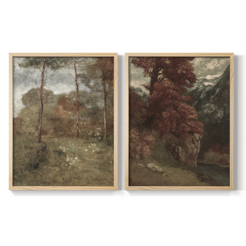 «Vintage Landscape XXV», 2 pièces sur papier, H 14 po x l 22 po, Naturel