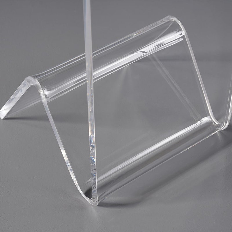 C-Shaped End Table With Storage Transparent Acrylic Small Space Side Table