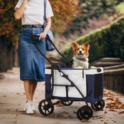3-In-1 Heavy-Duty Pet Stroller With Detachable Carrier Bag 45 Lb Capacity 4 EVA Wheels Steel Frame
