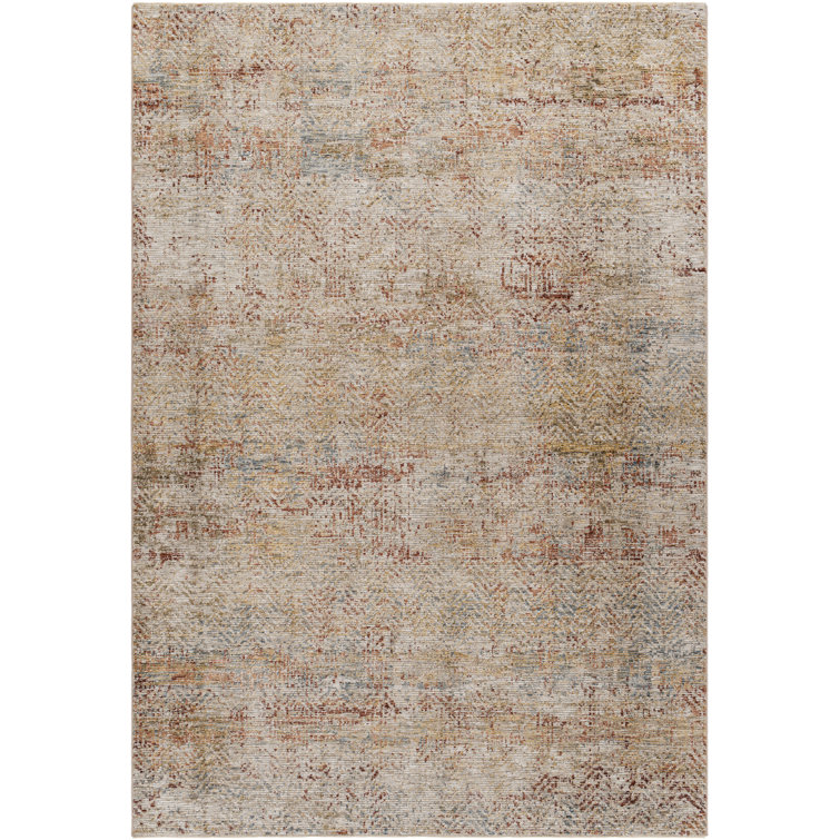 Abstract Machine Woven Polyester Area Rug in Rust