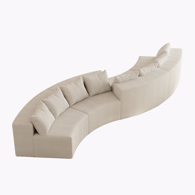 Lennon Semi-Circular Corduroy Sectional Sofa with 12 Pillows