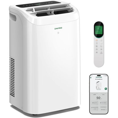 ZAFRO Smart Portable Air Conditioner, 12000 BTU (8000 BTU SACC), 46dB Quiet, WiFi App & 24H Timer