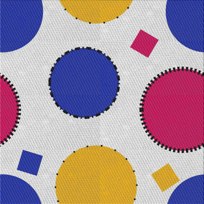 Tapis bleu/rouge/jaune à motifs