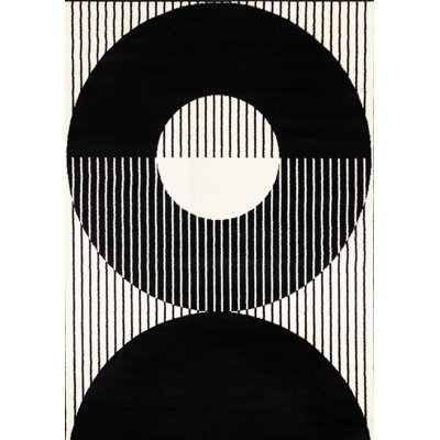 Fresno Black White Contrasting Modern Area Rug