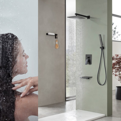Avancée expérience de douche à domicile contrôle de la pression d'eau noir mat élégant