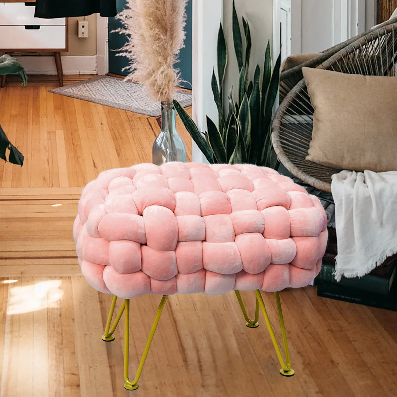 Opheim Velvet Ottoman, Rose Quartz Velvet