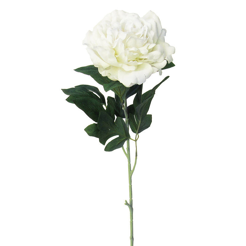 Grande tige de pivoine en velours, Blanc
