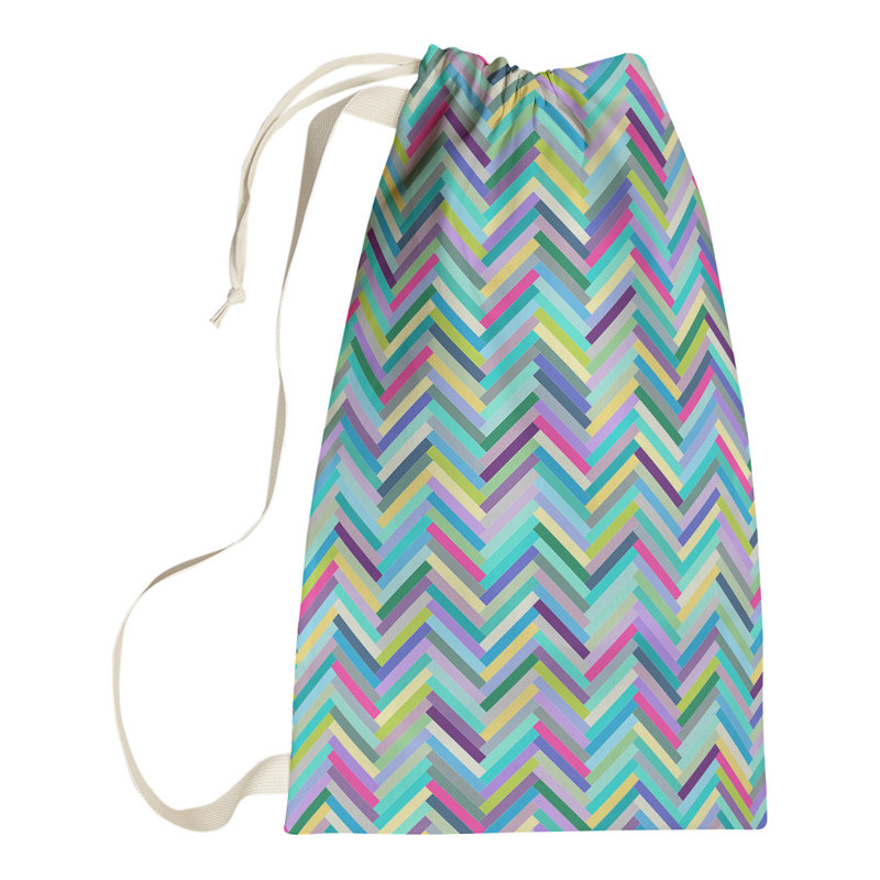 Sac à linge chevrons Mcguigan, Petit (H 29 po x l 18 po x P 1,5 po), Bleu