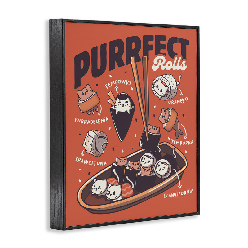 «Purrfect Rolls», reproduction de giclée par Tobe Fonseca, H 30 po x l 24 po, Giclée noire de minuit encadrée