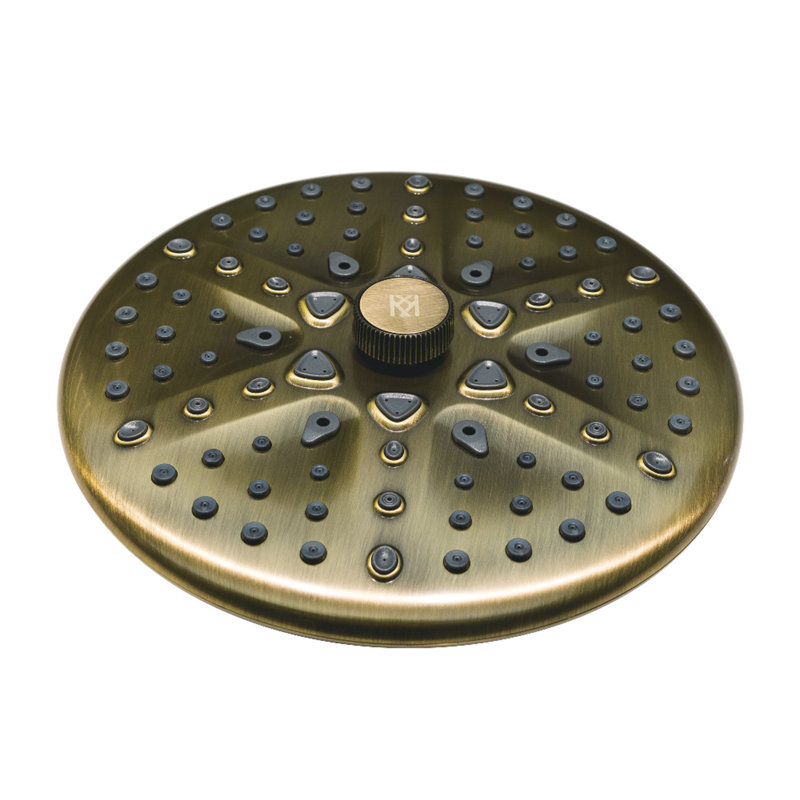 Pomme de douche à fonction de gouttes de pluie ronde 8,8 pouces Kingston, Laiton antique