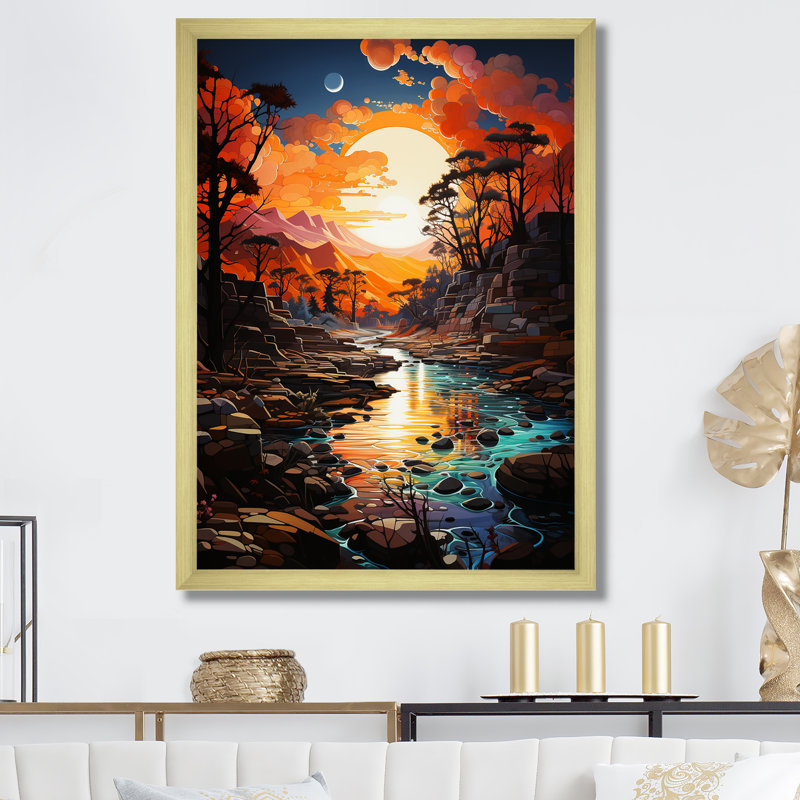 «Native River Of Wisdom I», reproduction sur toile, Cadre doré simple, H 20 po x l 12 po x P 1 po