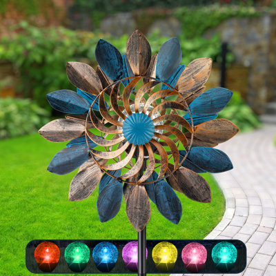 Aderyn Luma Wind Spinners Garden-Wind Sculptures & Spinners Garden Solar Powered Glass Ball Lights,Father's Day Gift(75inch)