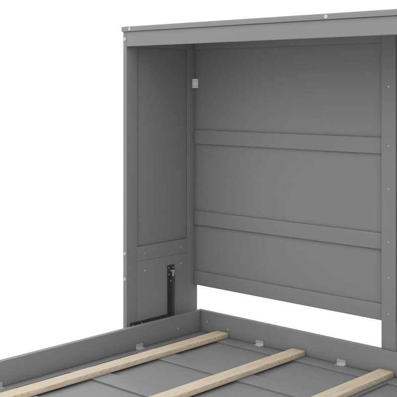 Lit escamotable compact pour optimiser l'espace, Gris, Lit double