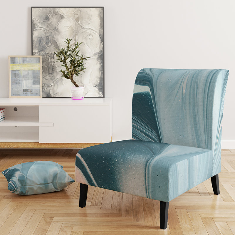 Fauteuil de chambre rembourré bleu Modern Water I