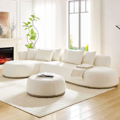 Westin L-Shaped Upholstered Sectional Sofa with Ottoman & 6 Pillows