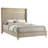 Beige Upholstered Queen Wingback Bed