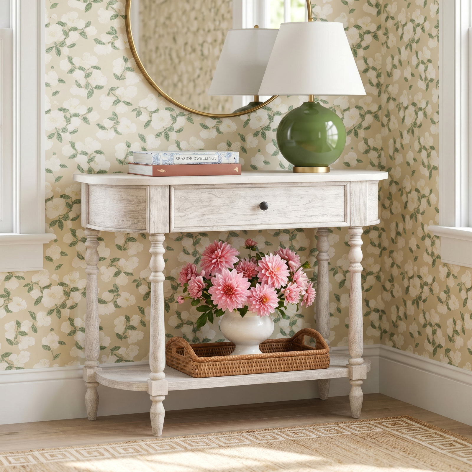 Aberdale 40'' Console Table with Marble Top, Sandalwood Tan
