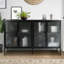 Armoire en verre trempé à 4 portes avec 4 portes en verre et tablette réglable-356134578