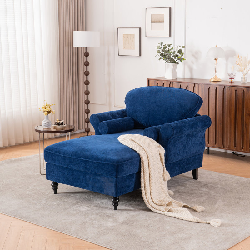 Oversized Chaise Lounge Indoor,Chenille Single Sofa Bed with Wide Seat,Upholstered Lazy Sleeper Armchair,Reading Couch Set for Living Room,Bedroom,5 Colors