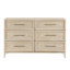 Commode large Ary, 6 tiroirs, poignées en nickel noir, bois brun clair