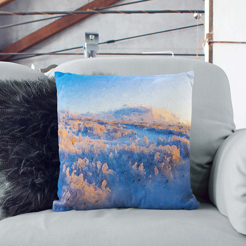 Winter Forest in Sweden Cushion with Filling, 40cm H x 40cm W x 15cm D, Black