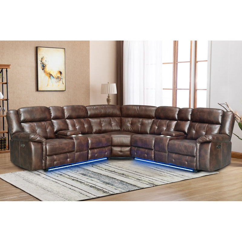 Tanvika 3 - Piece Vegan Leather Sectional, Light Brown Faux Leather