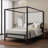 Canopy Bed – Metal Frame with Soft Headboard, Box Spring Required-1377697335-1377697329