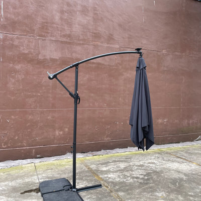 Parasol carré carré de 8X2,5M avec parasol solaire 8 lumières à DEL avec manivelle et base transversale pour terrasse de jardin