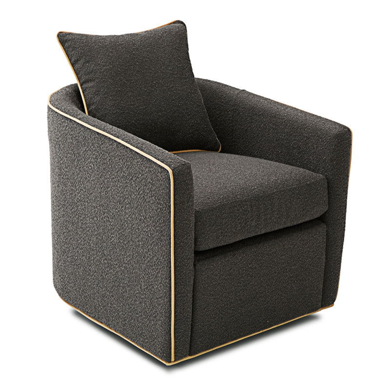 Fauteuil demi-tonneau rembourré, Gris foncé