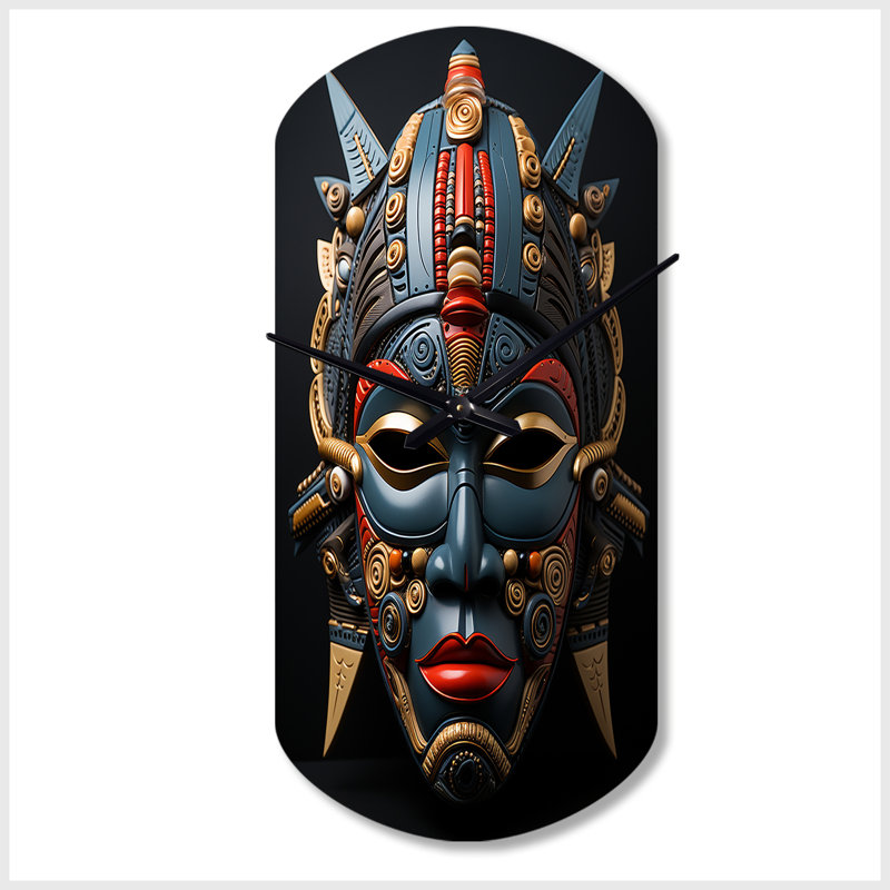 Rorie «African Masked Splendor I», horloge murale asymétrique, Petit