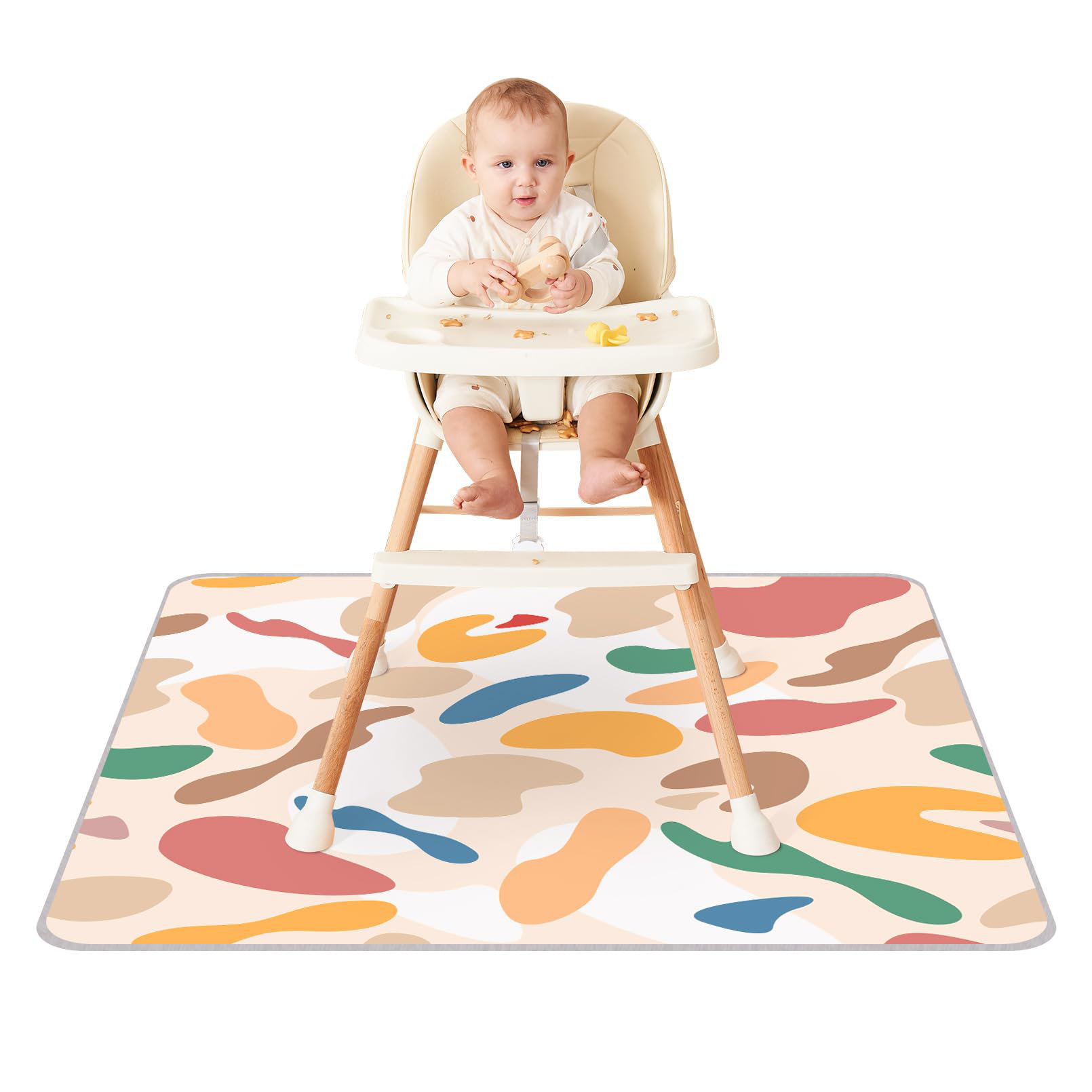PEROTIX 51” x 51” Waterproof Baby Splat Mat Washable AntiSlip High