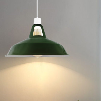 Industrial Round Metal Light Shade, Vintage Pendant Lamp Replacement Shade for Ceiling Light Fixtures, Easy Fit Lighting Accessory