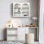 Armoire murale à trois espaces de rangement moderne blanche à motif tissé 27,7 po pour le salon, la salle de bain et la salle d'étude-542764404
