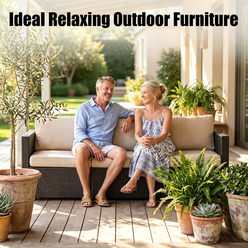 Canapé 3 places en résine tressée PE pour terrasse, résistant aux intempéries, avec coussins imperméables et pieds réglables, mobilier spacieux pour jardin, véranda, terrasse, beige
