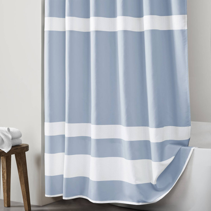 Rideau de douche gaufré de type spa avec traitement 3M, Bleu clair, H 78 po x l 72 po