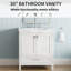 Meuble-lavabo de 30 po avec comptoir en marbre, armoire en bois massif blanc. Style élégant, mécanisme de fermeture en douceur. Meuble-lavabo 24V03-30Wh entièrement assemblé, comptoir d'armoire. Conception tendance, fermeture.