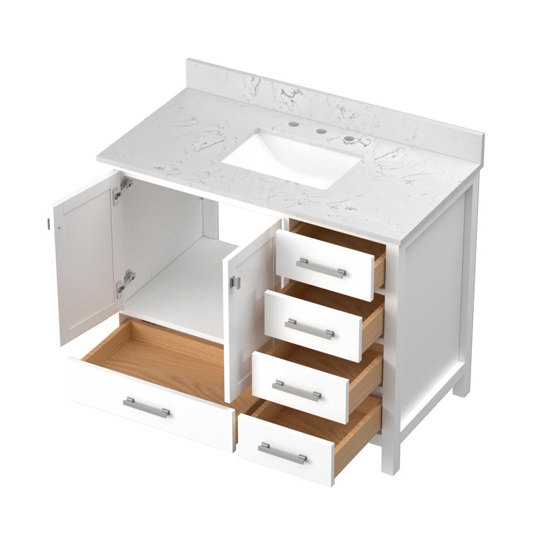 Meuble-lavabo moderne autoportant, White/Silver