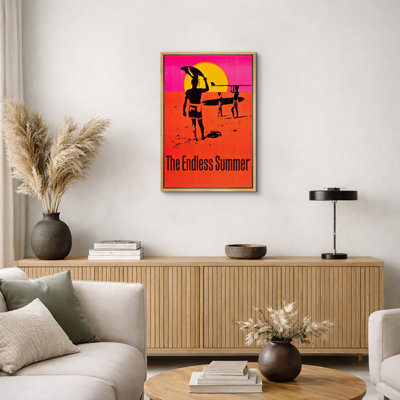 The Endless Summer Surf Movie Poster Artwork, Vintage Beach Lifestyle Film Pictures, Framed Canvas Giclee Print Wall Art