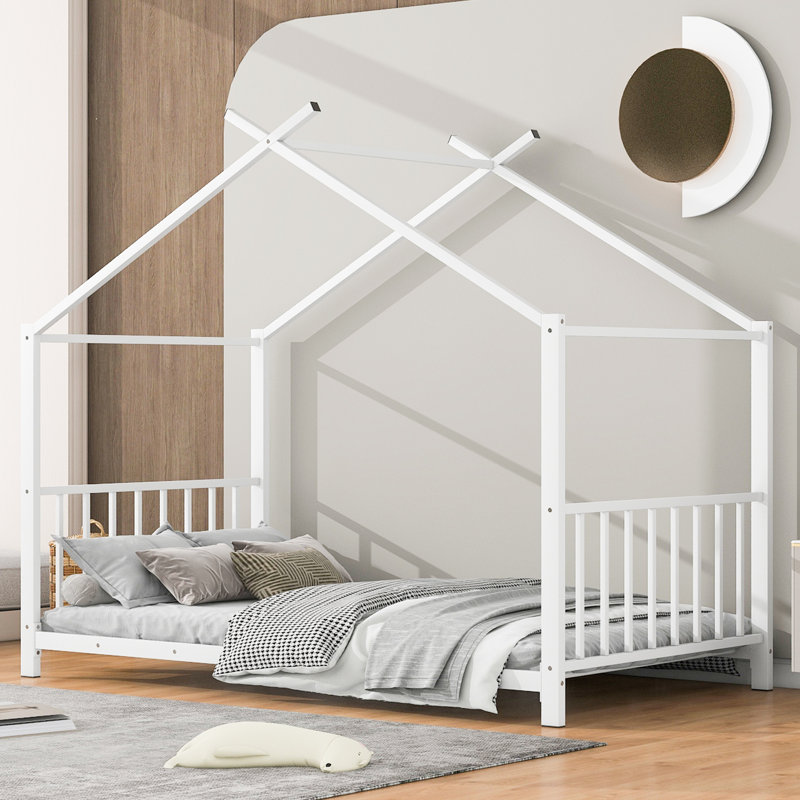 Lit plateforme simple en métal, Blanc