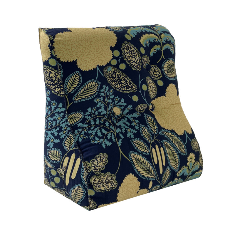 Triangular Backrest Cushion, Yellow/Blue Vine