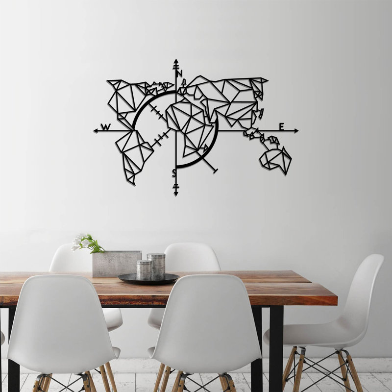 Abstract Wall Decor on Metal, Black